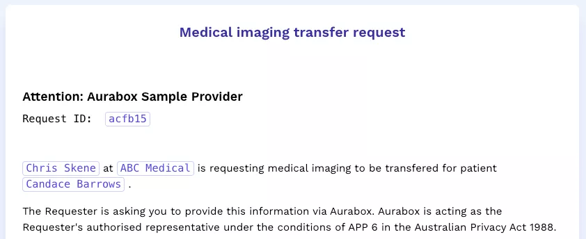 Aurabox Transfer Request