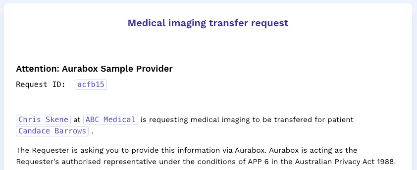 Aurabox Transfer Request